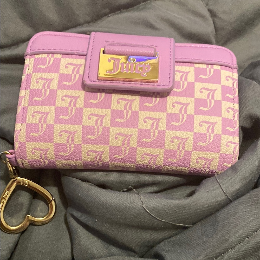 Juicy Couture Pink and Cream Checkered Wallet